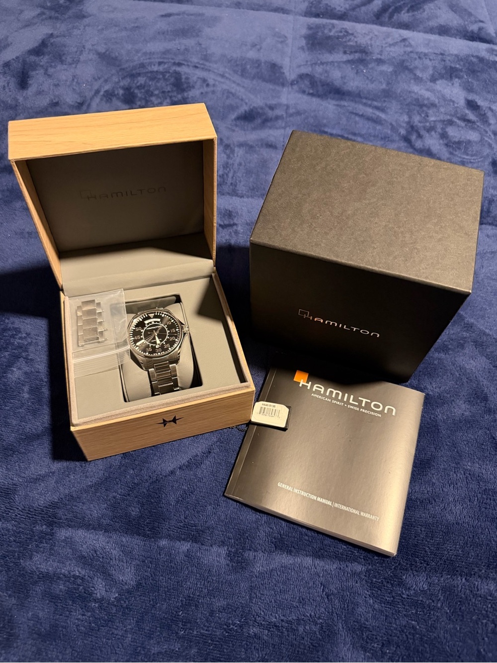Hamilton Men's Black Dial Stainless Steel Bracelet Watch with Black Packaging